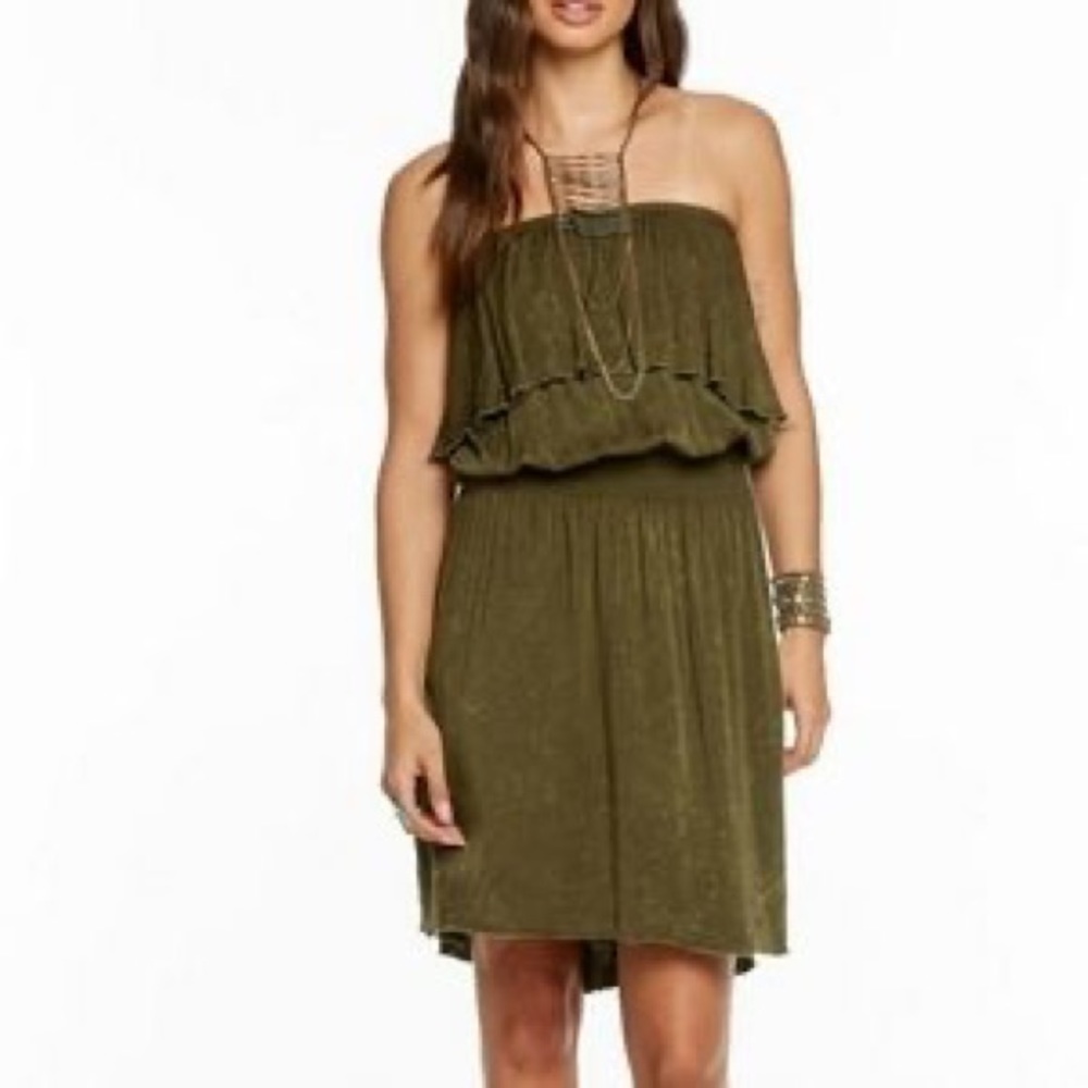 CHASER RUFFLE SMOCKED WAIST STRAPLESS SUN DRESS SIZE S NWT!